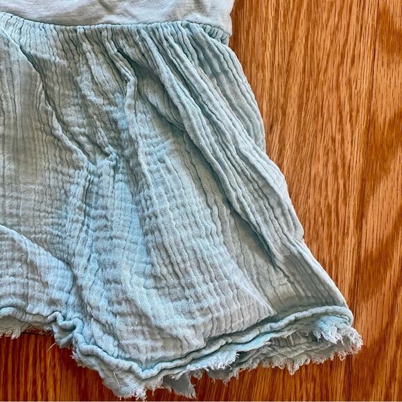 Anthropologie Pastel Blue Raw Hem Boho Blouse Top Womens Large - Picture 8 of 16